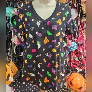 NWT Disney Parks Mickey's Not So Scary Halloween Party 2022 V Neck Top Sz M